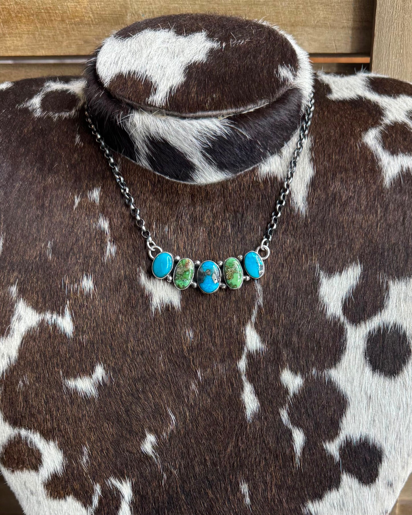 Sonoran & Turquoise 5 Stone Bar Necklace *Native