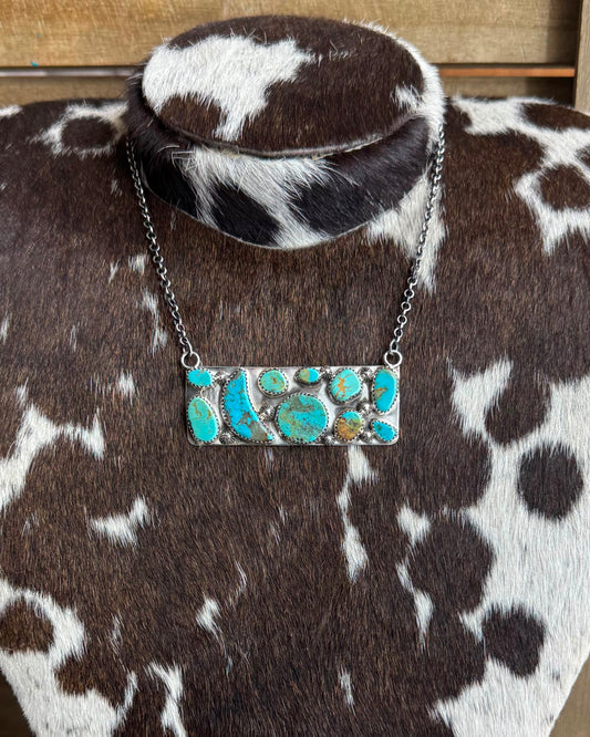 Turquoise Pebbled Bar Necklace *Native