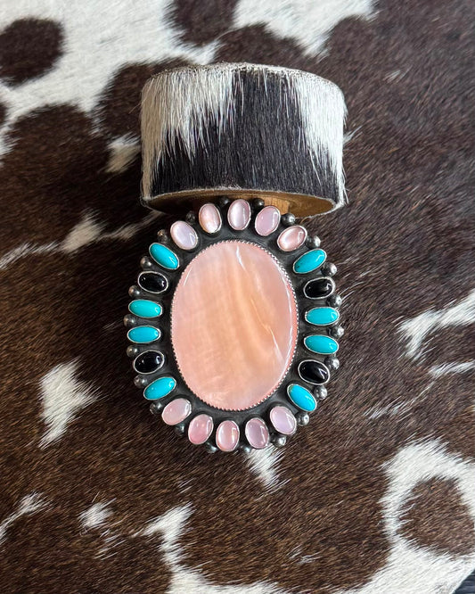 Pink Mother Of Pearl & Turq Ring *Native