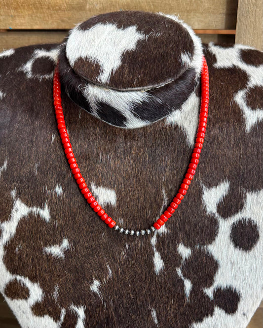 Red Pearl Stacker Necklace *Non Native