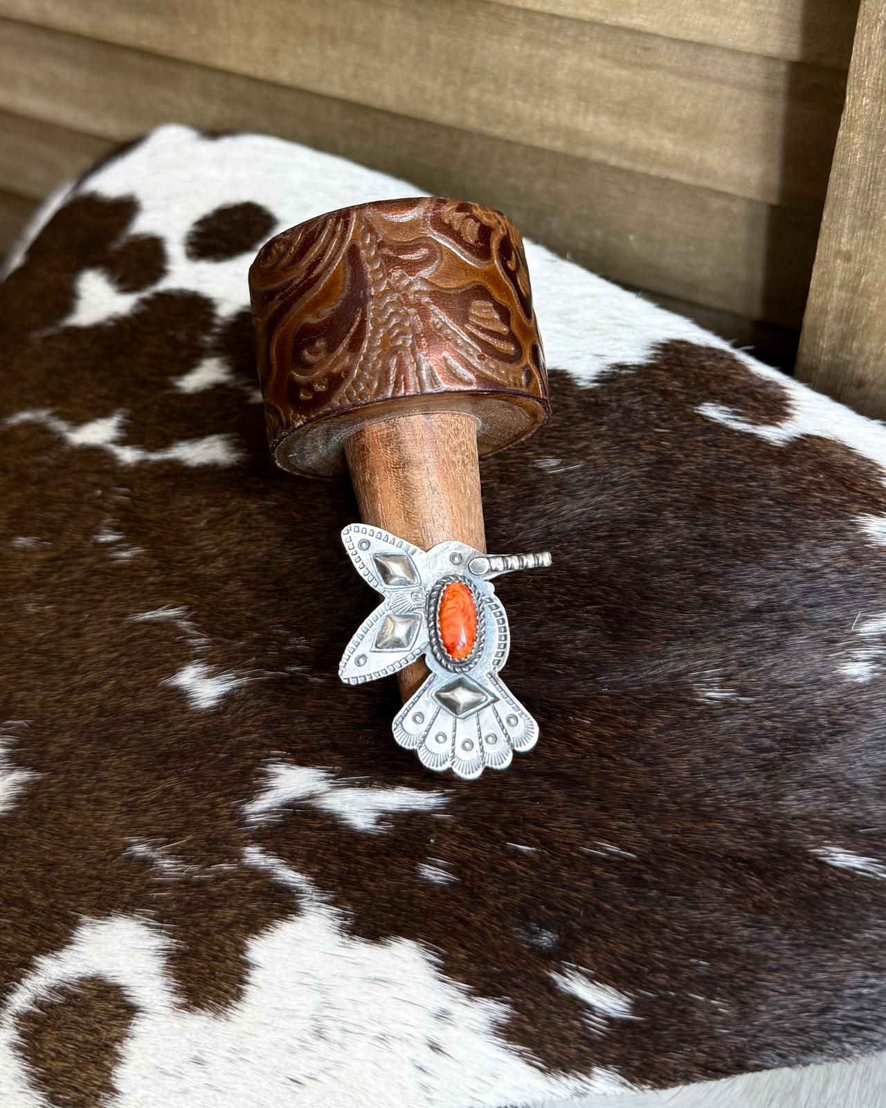 Orange Spiny Hummingbird Ring
