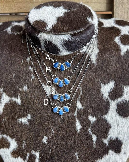 Small 3 Stone Denim Lapis Necklace *Native