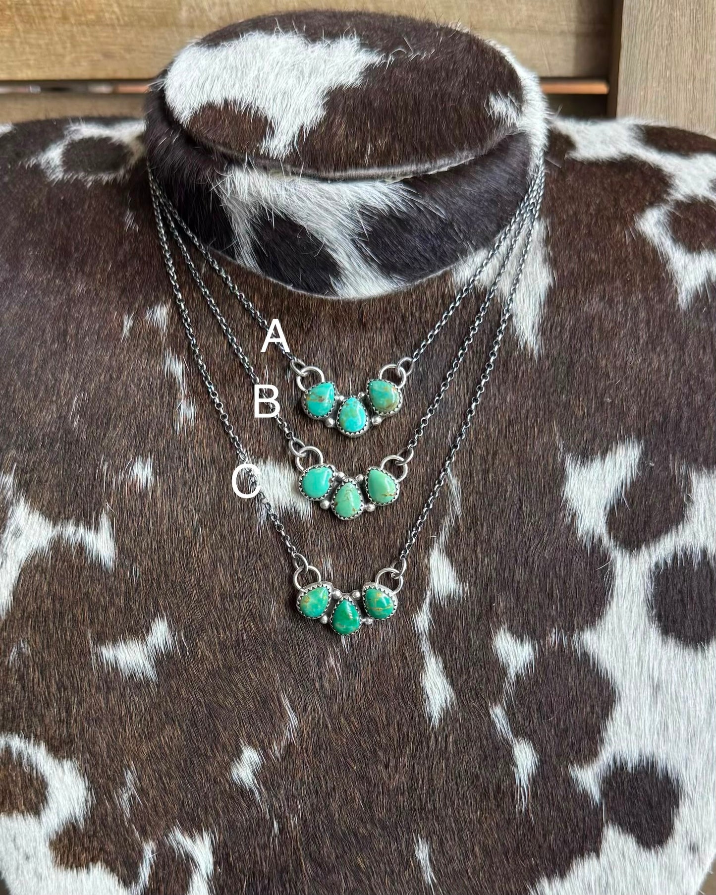 Small 3 Stone Green Turquoise Necklace *Native