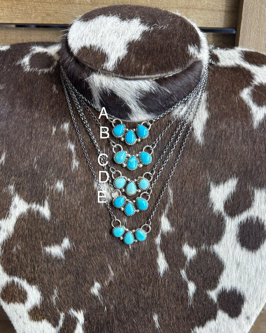Small 3 Stone Turquoise Necklace *Native