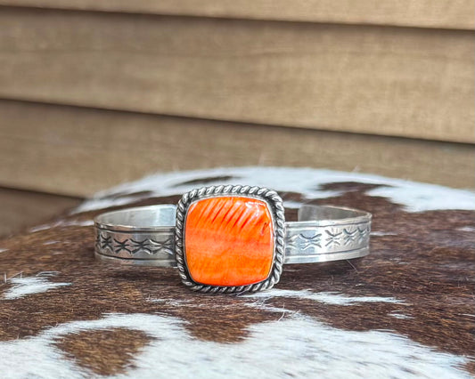 Orange Spiny Square Cuff *Native