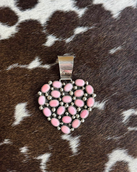 Pink Conch Pebbled Heart Pendant *Native