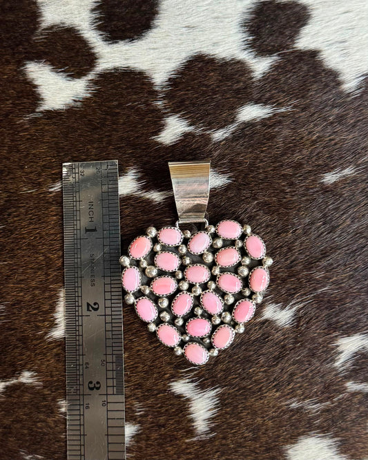 Pink Conch Pebbled Heart Pendant *Native