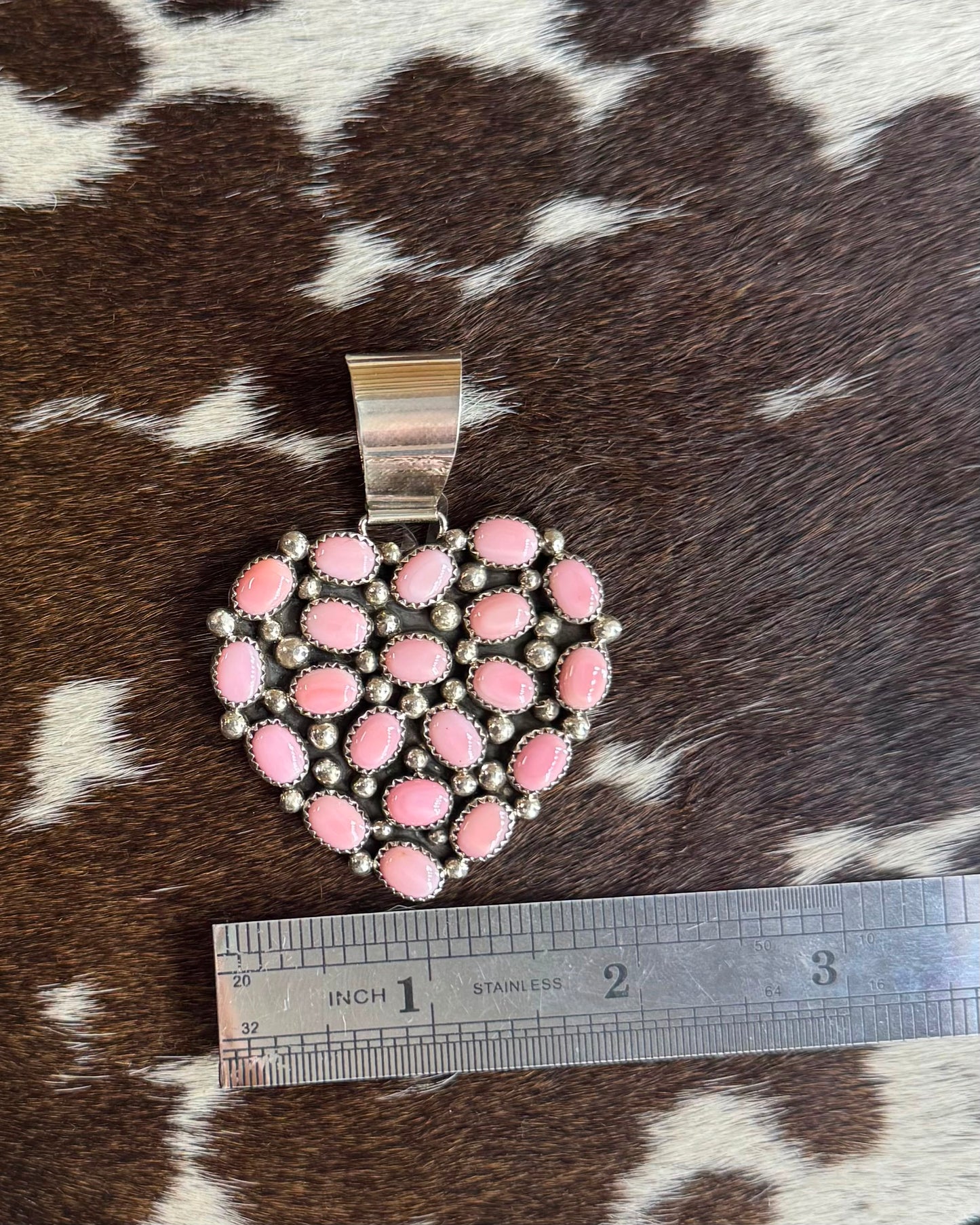 Pink Conch Pebbled Heart Pendant *Native