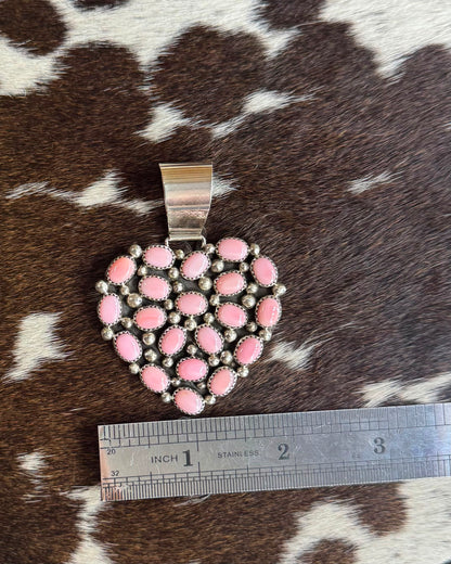 Pink Conch Pebbled Heart Pendant *Native