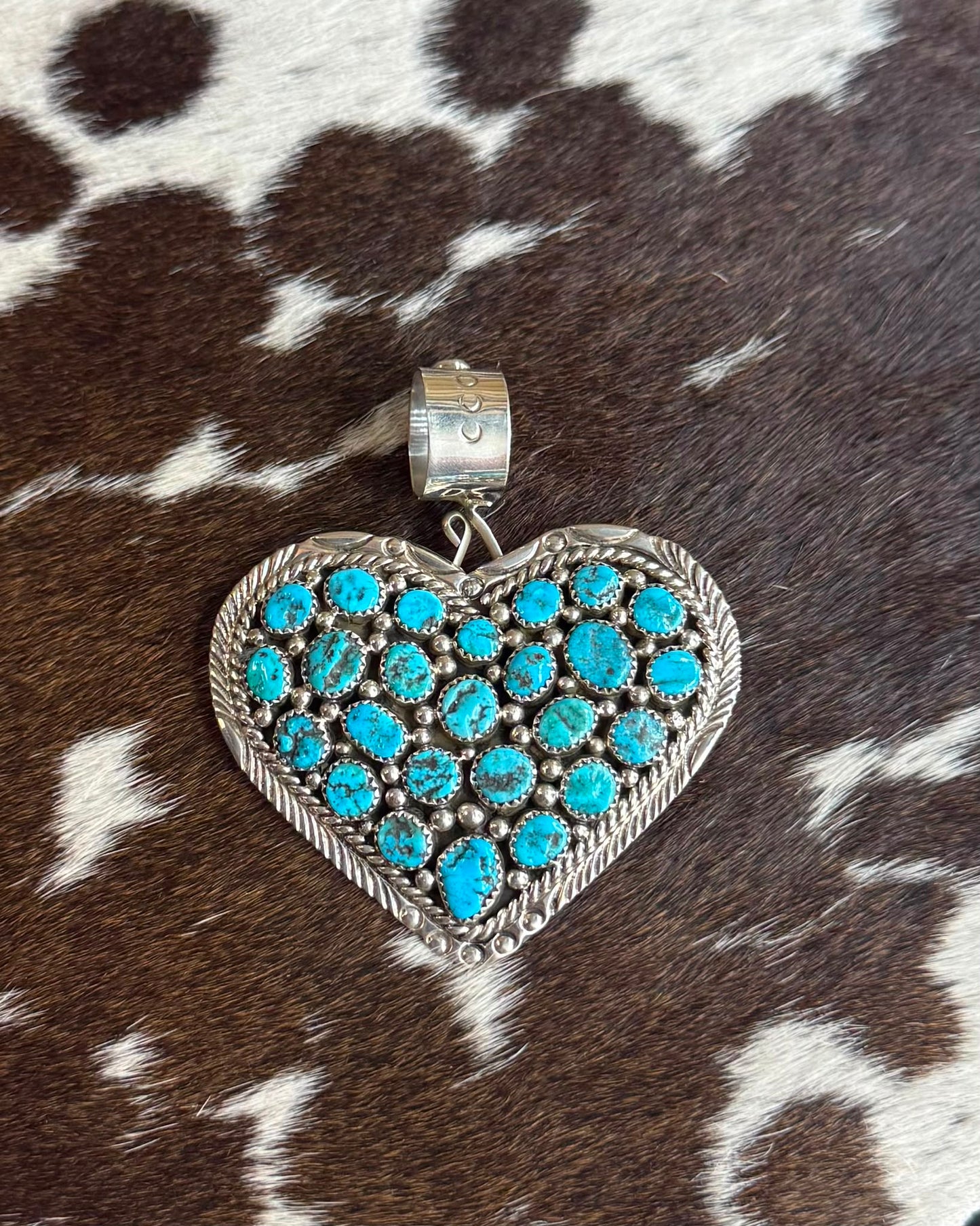 Blue Pebbled Heart Pendant/Pin *Native