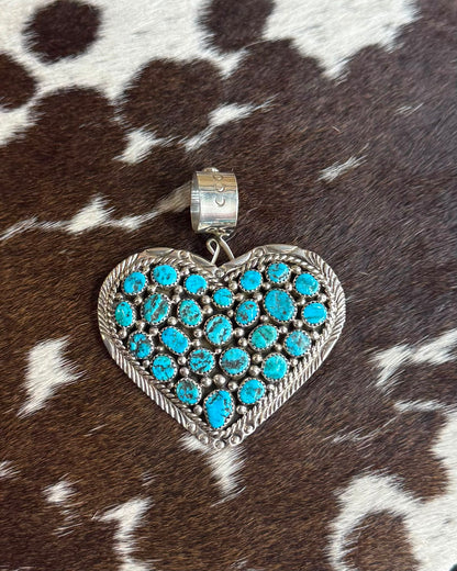 Blue Pebbled Heart Pendant/Pin *Native