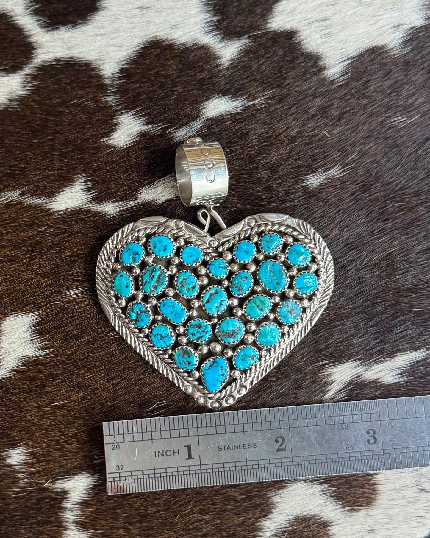 Blue Pebbled Heart Pendant/Pin *Native