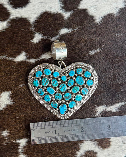 Blue Pebbled Heart Pendant/Pin *Native