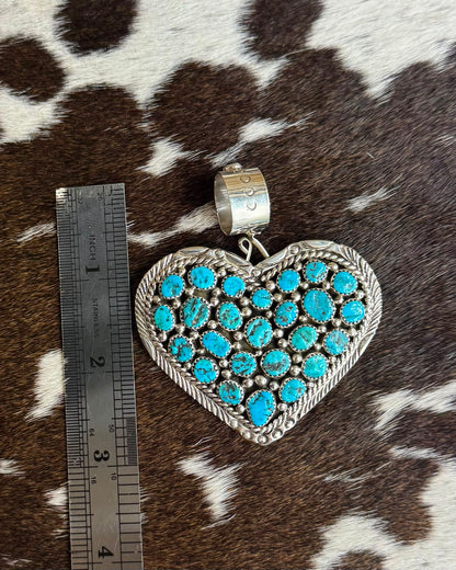 Blue Pebbled Heart Pendant/Pin *Native