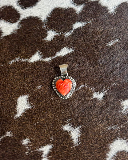 Red Spiny Heart Pendant * Native