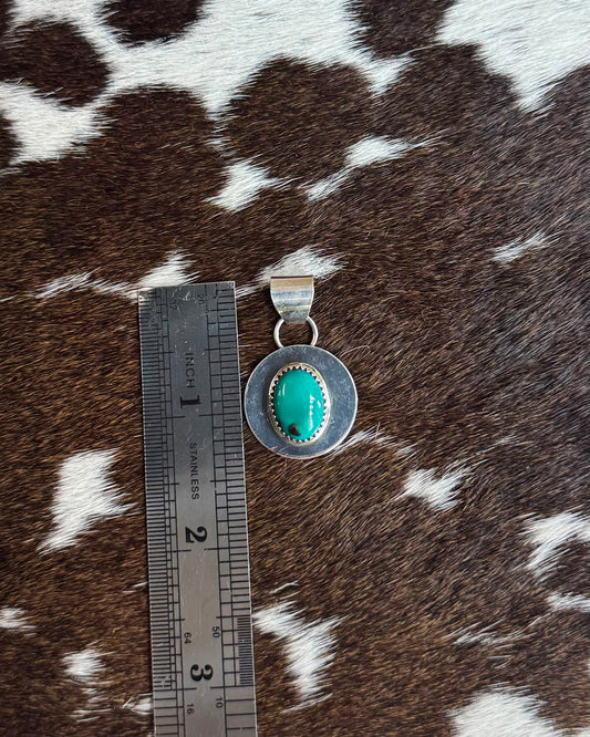 Sterling Circle Centered Turquoise Pendant *Native