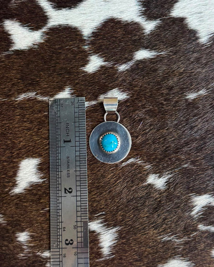 Sterling Circle Centered Turquoise Pendant *Native