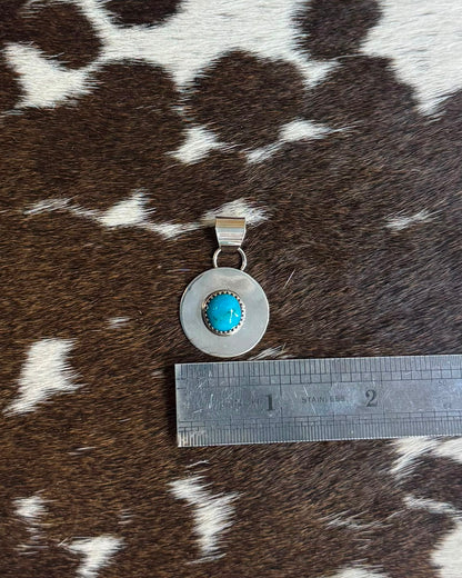 Sterling Circle Centered Turquoise Pendant *Native