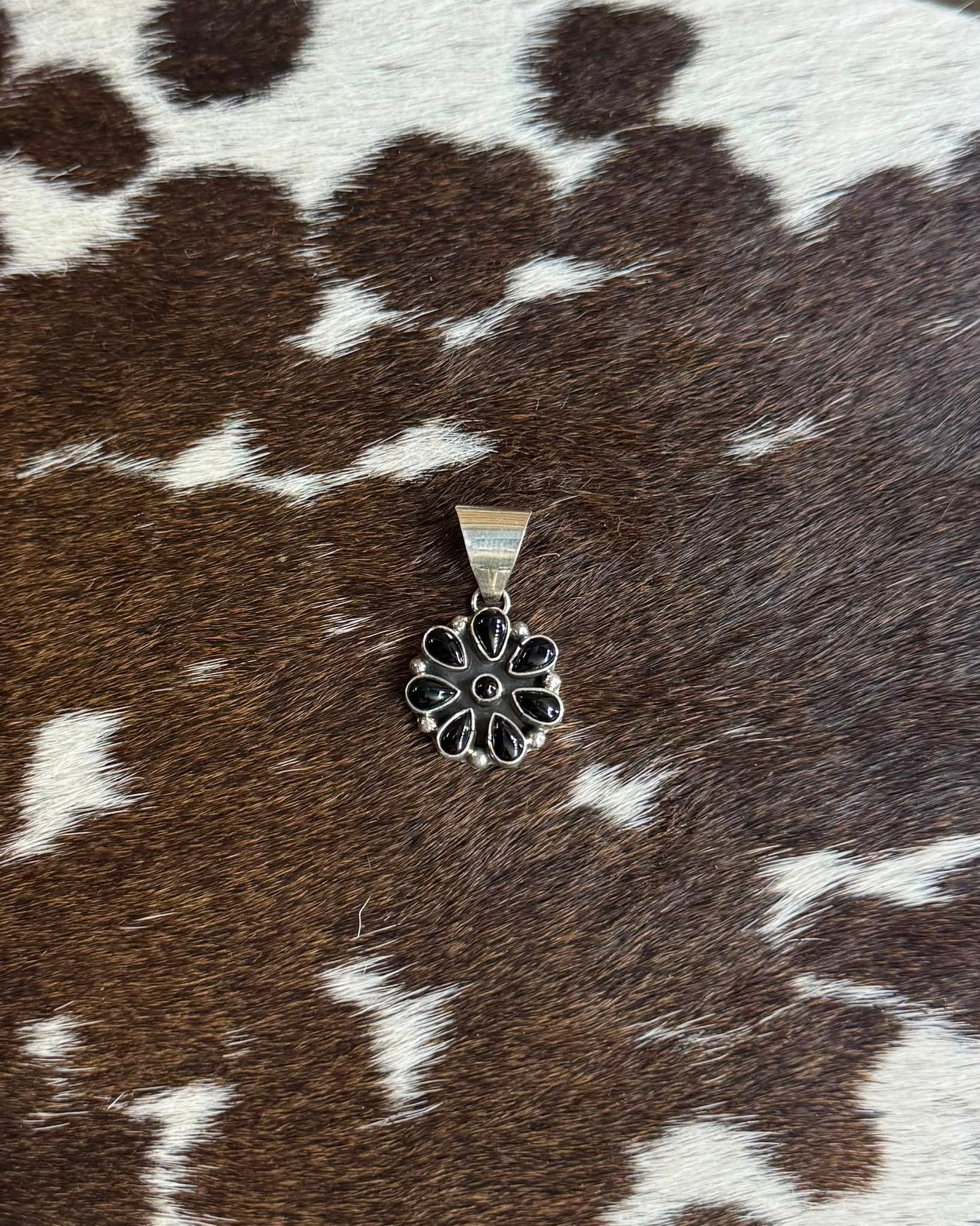 Black Onyx Flower Pendant *Native