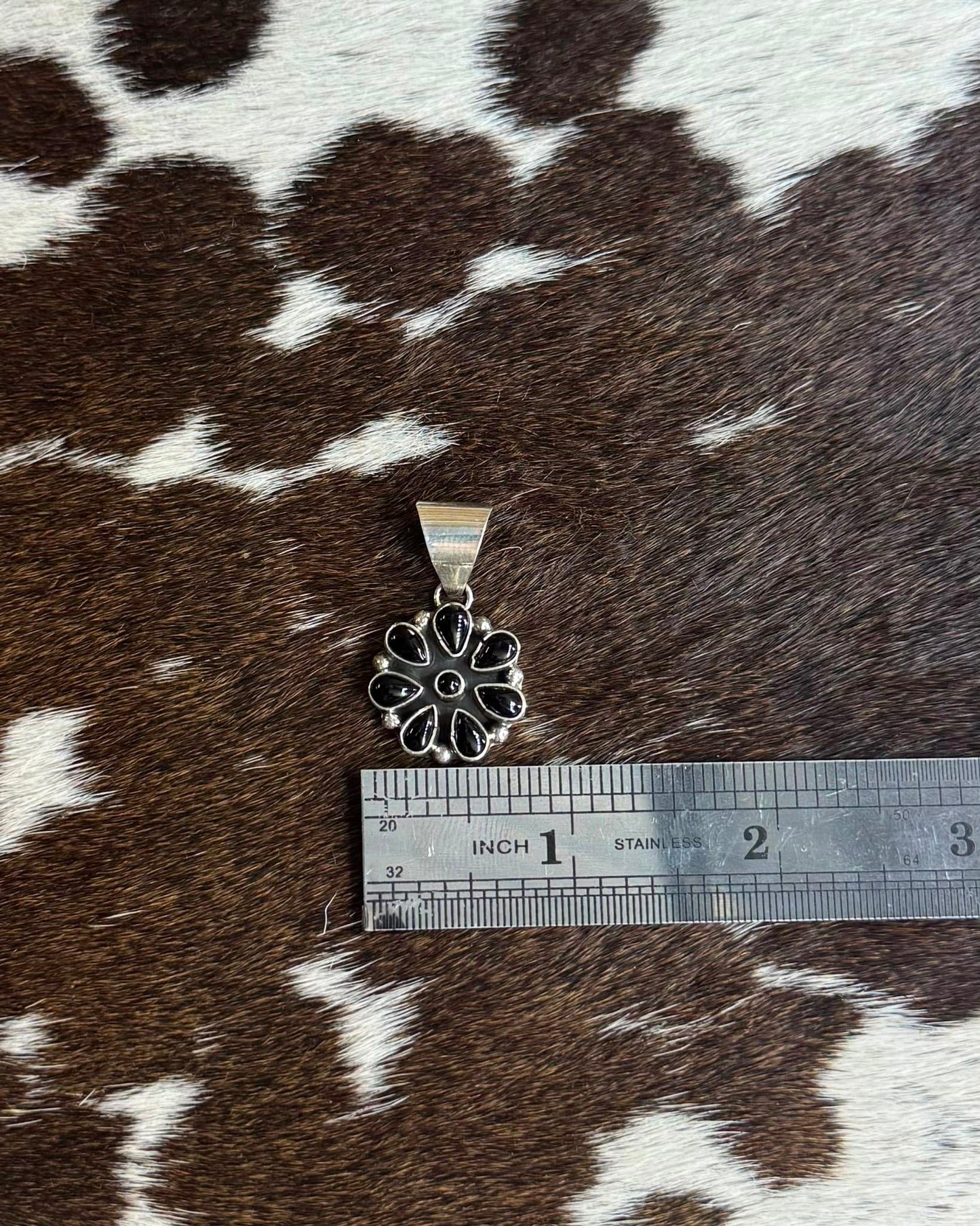 Black Onyx Flower Pendant *Native