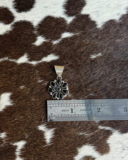 Black Onyx Flower Pendant *Native