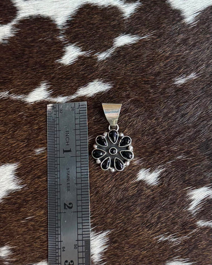 Black Onyx Flower Pendant *Native