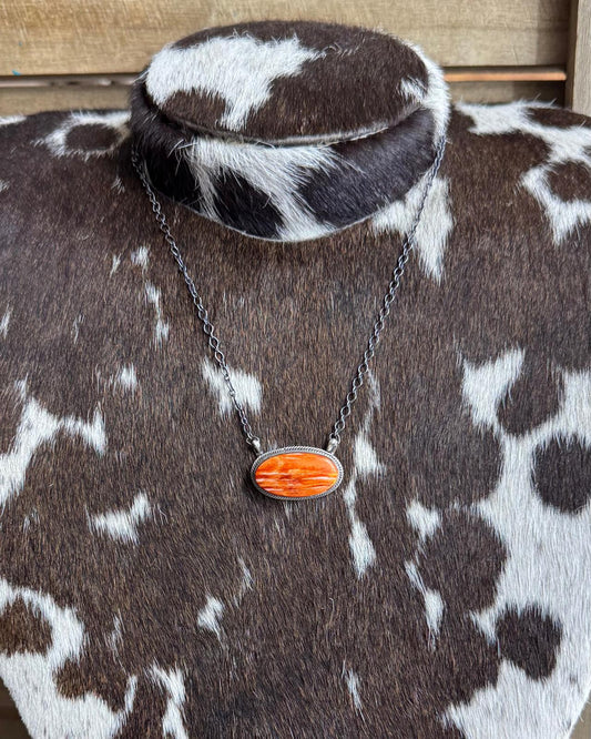 Orange Spiny Oval Necklace *Native