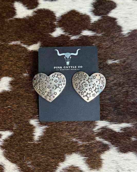 Heart Shape Moon & Stars Earrings *Native