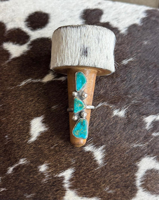 3 Stone Turquoise Sterling Ring *Native