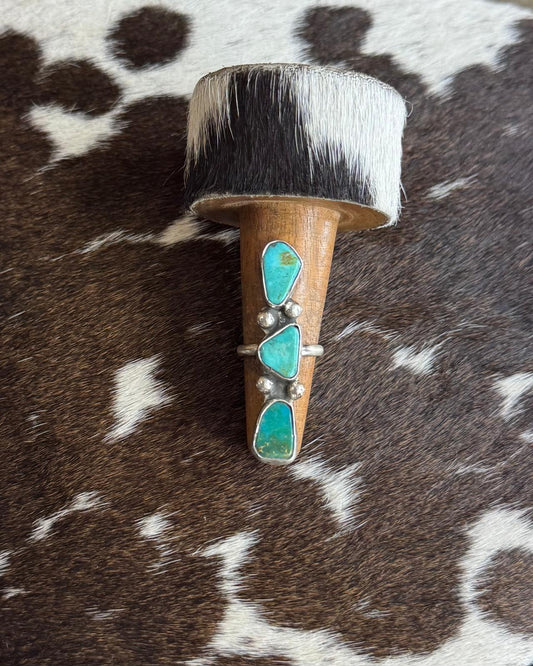 3 Stone Turquoise Sterling Ring *Native