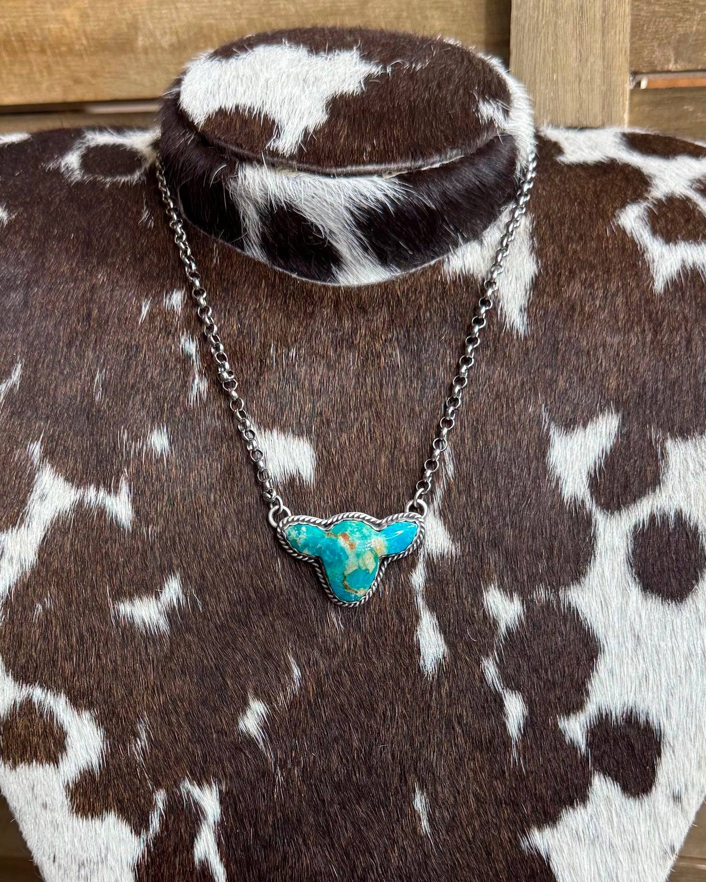 Turquoise Cow Head Necklace *Native