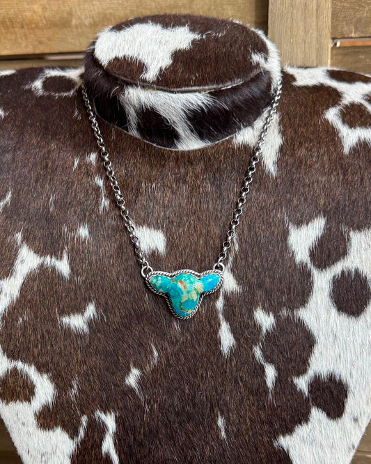 Turquoise Cow Head Necklace *Native