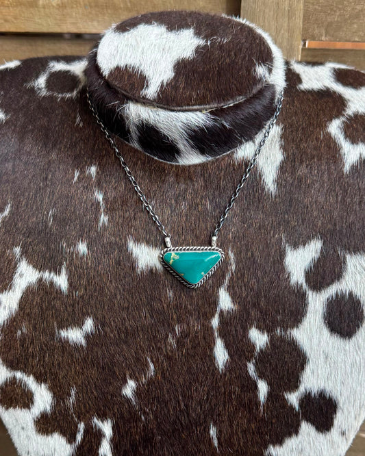 Teal Turquoise Triangle Necklace *Native