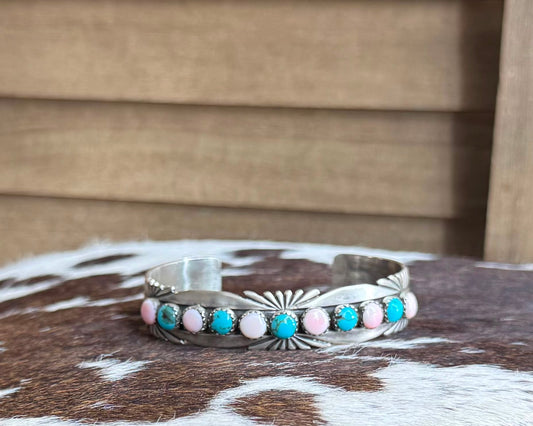 Turquoise & Pink Conch Cuff *Native