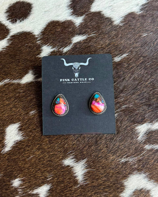 Pink Dahlia Teardrop Earrings *Native