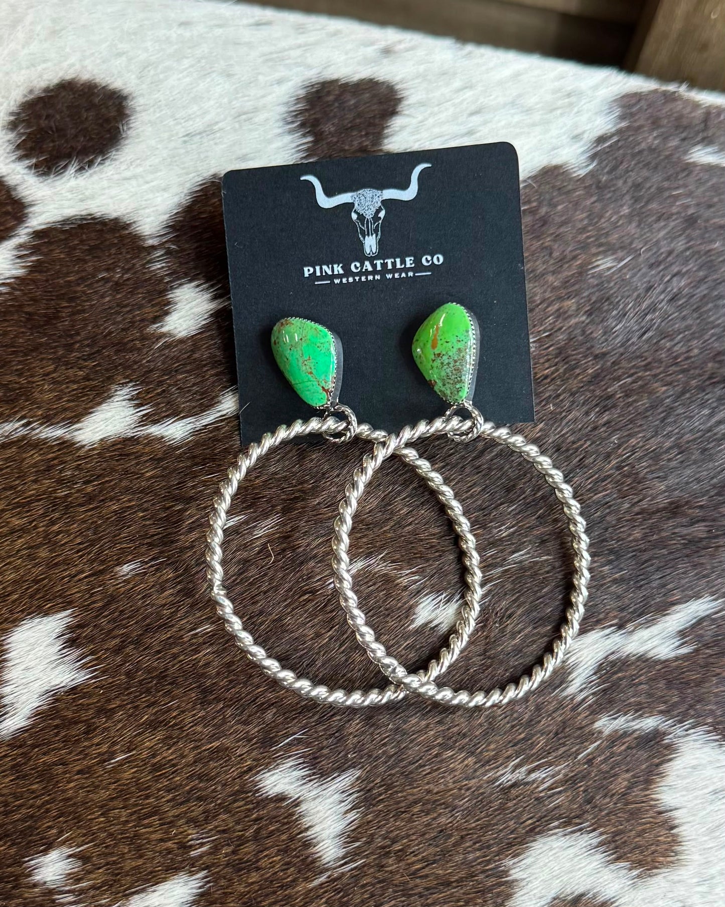 Green Turquoise Stud Hoop *Native