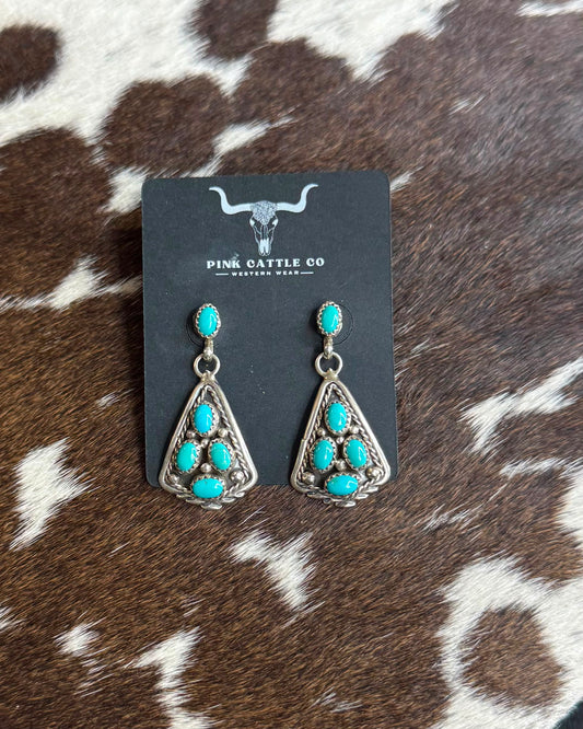 Sterling Turquoise Simple Dangle Earrings *Native