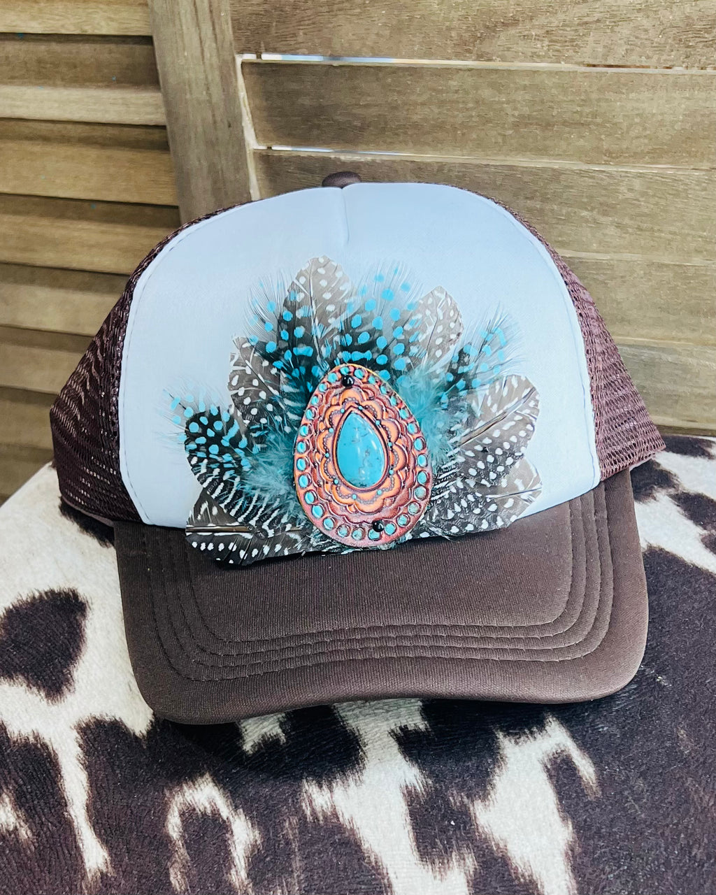 Brown Feathered Hat