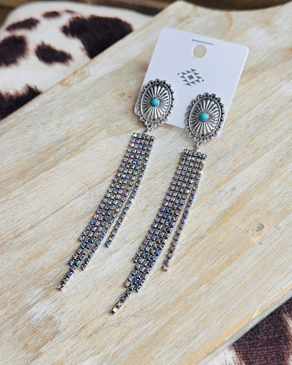 Silver Rhinestone Fringe Earrings