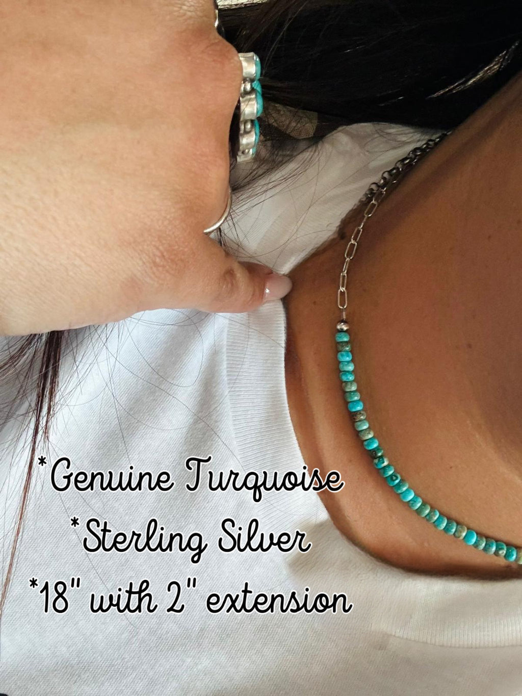 Genuine Turquoise & Navajo Pearl Chain Necklace