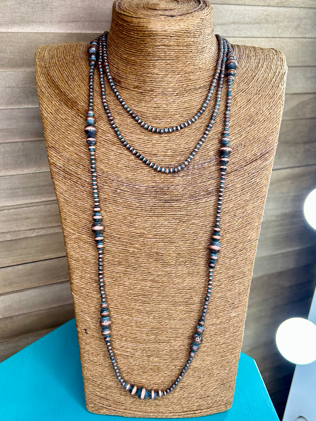 3 Strand Patina Pearl Necklace