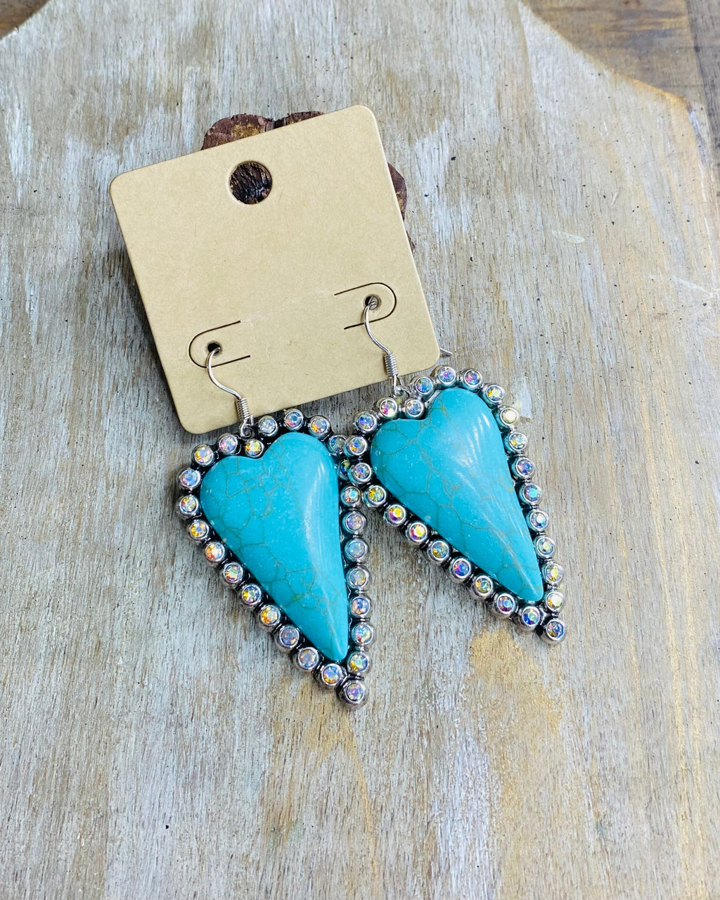 Turquoise Stone Heart Earrings