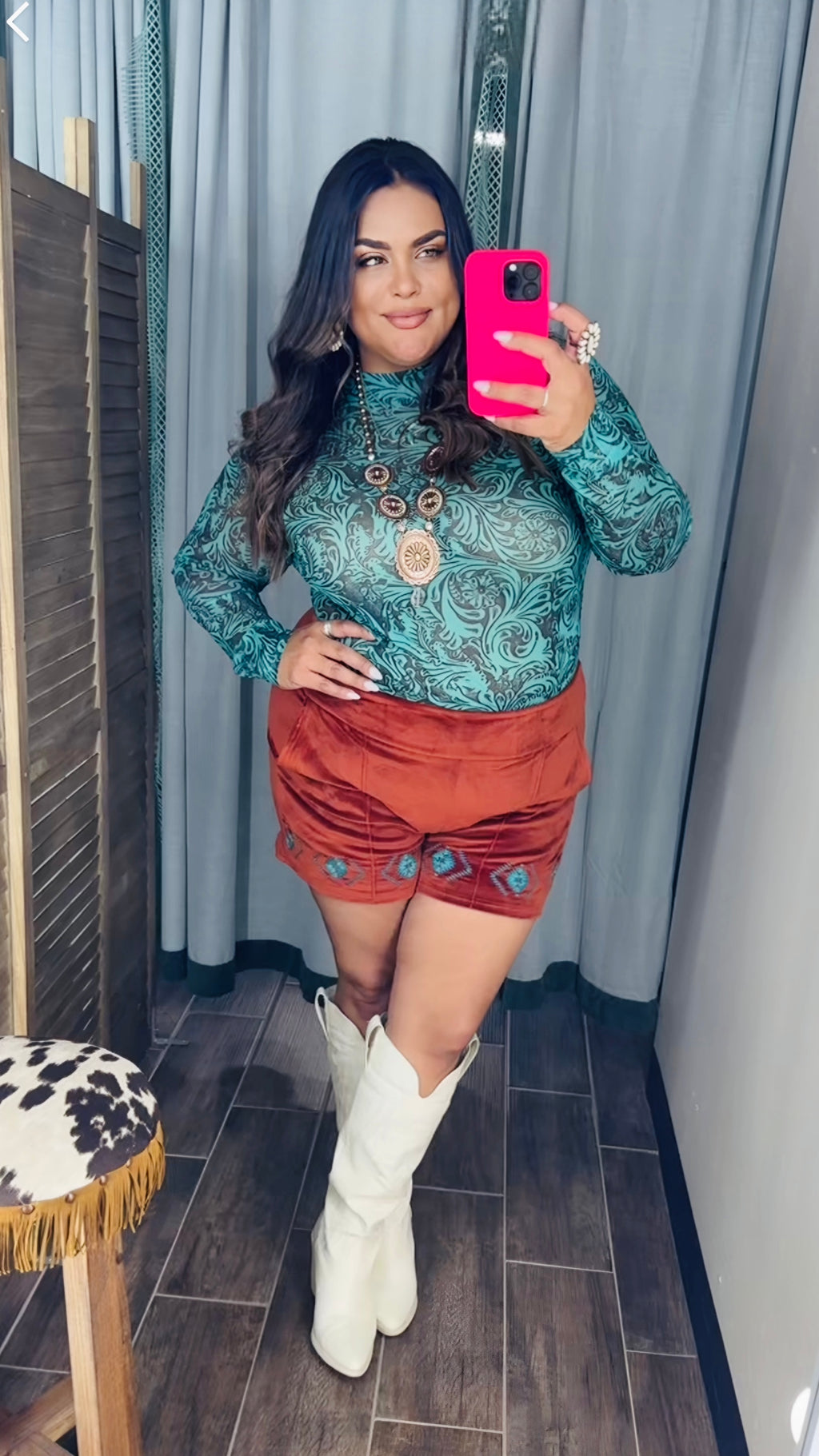 Tooled in Turquoise Mesh Top