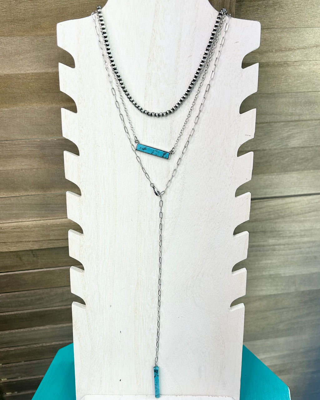 Turquoise Bar with Navajo Pearl Y Necklace