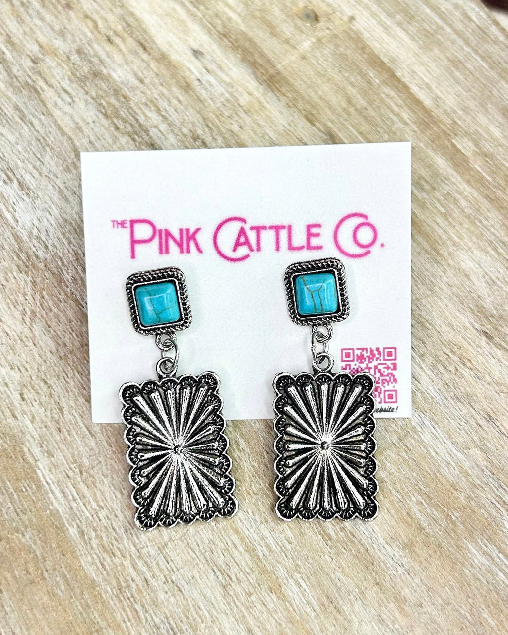 Mini Turquoise Square Dangle