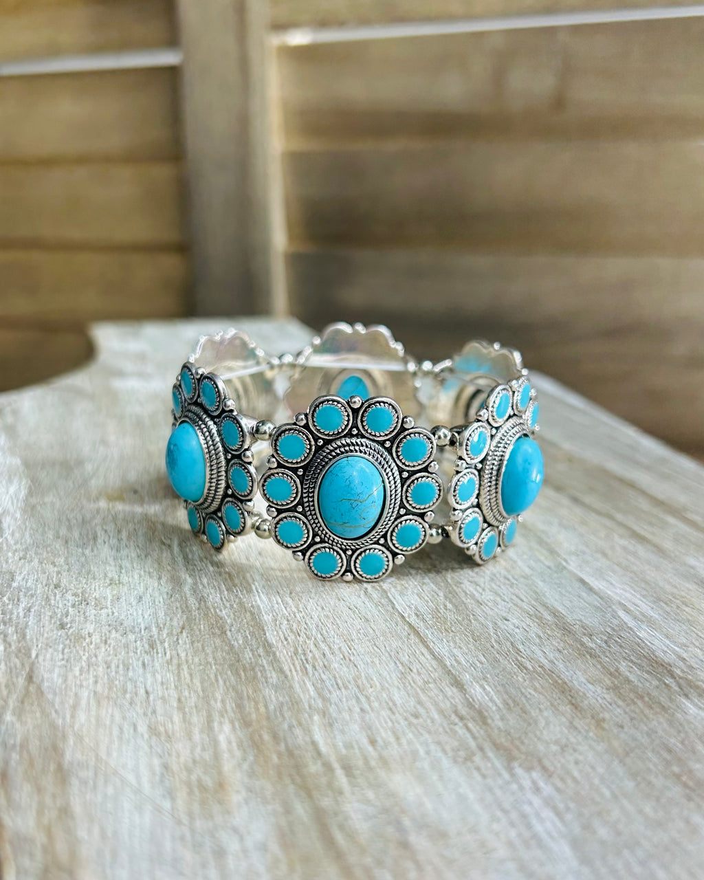 Turquoise Concho Stretch Bracelet