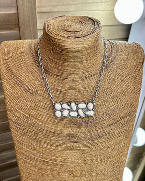 Silver/White Stone Pebble Necklace