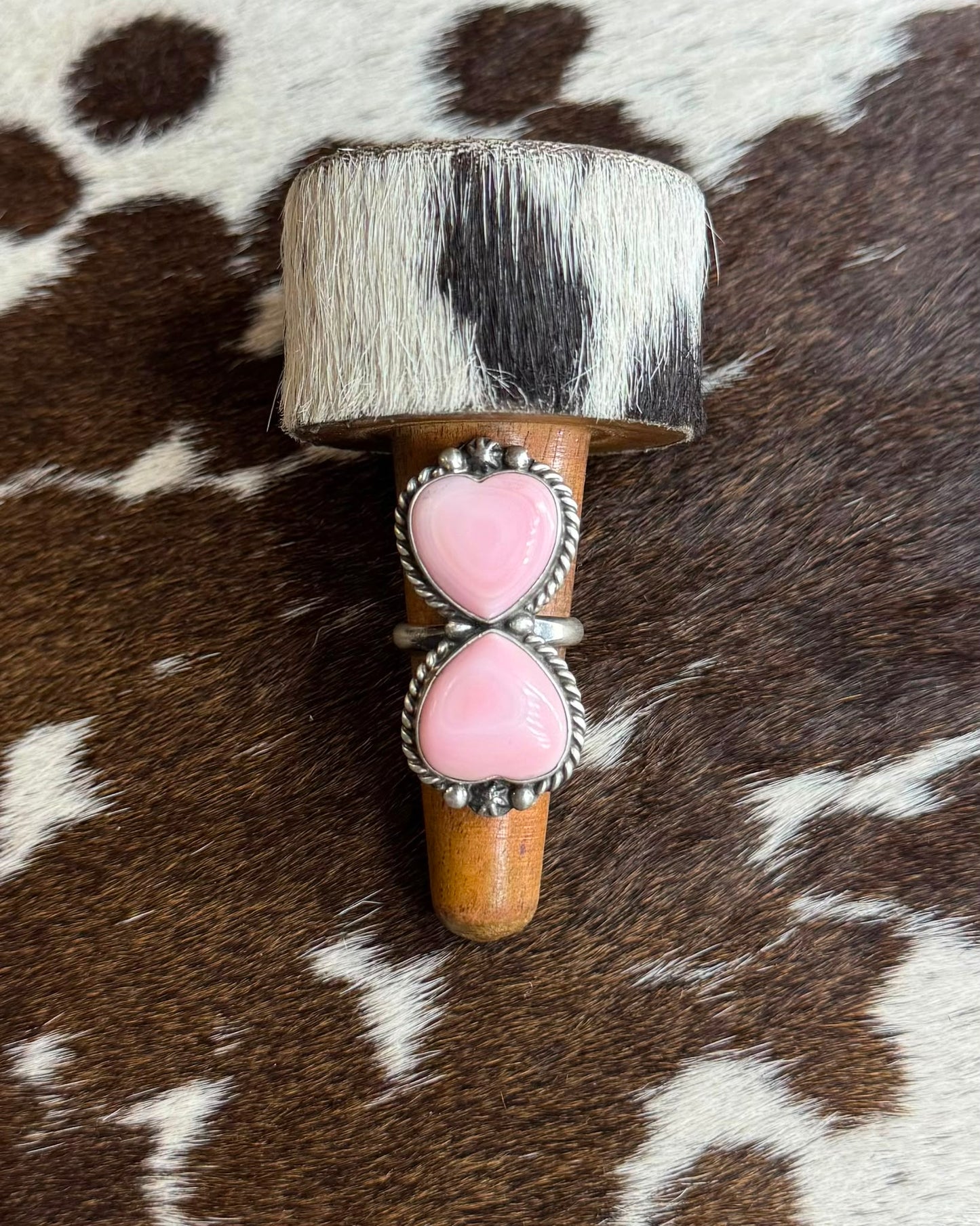 Pink Conch Double Heart Ring *Native