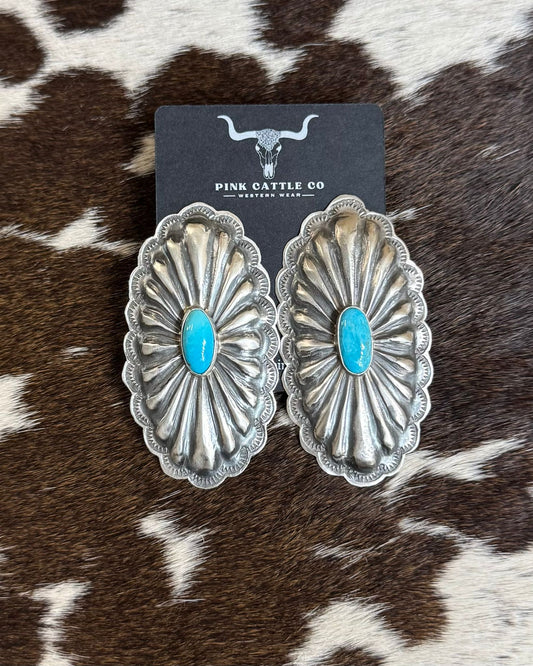 Rita Lee Blue Concho Earrings *Native