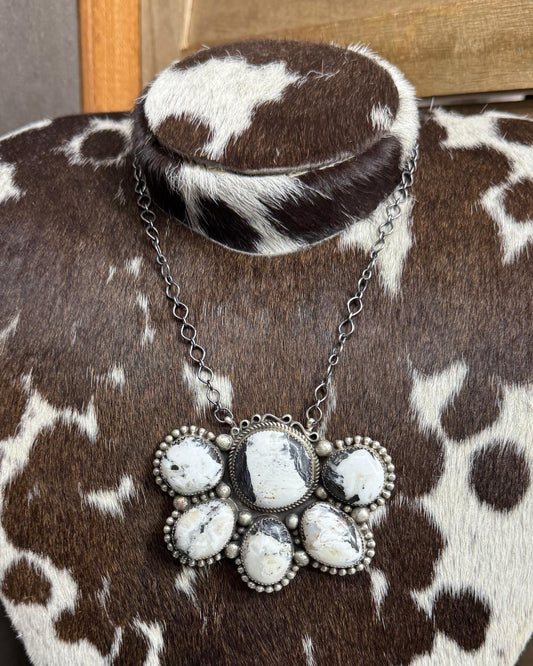 White Buffalo Half Cluster Necklace *Native